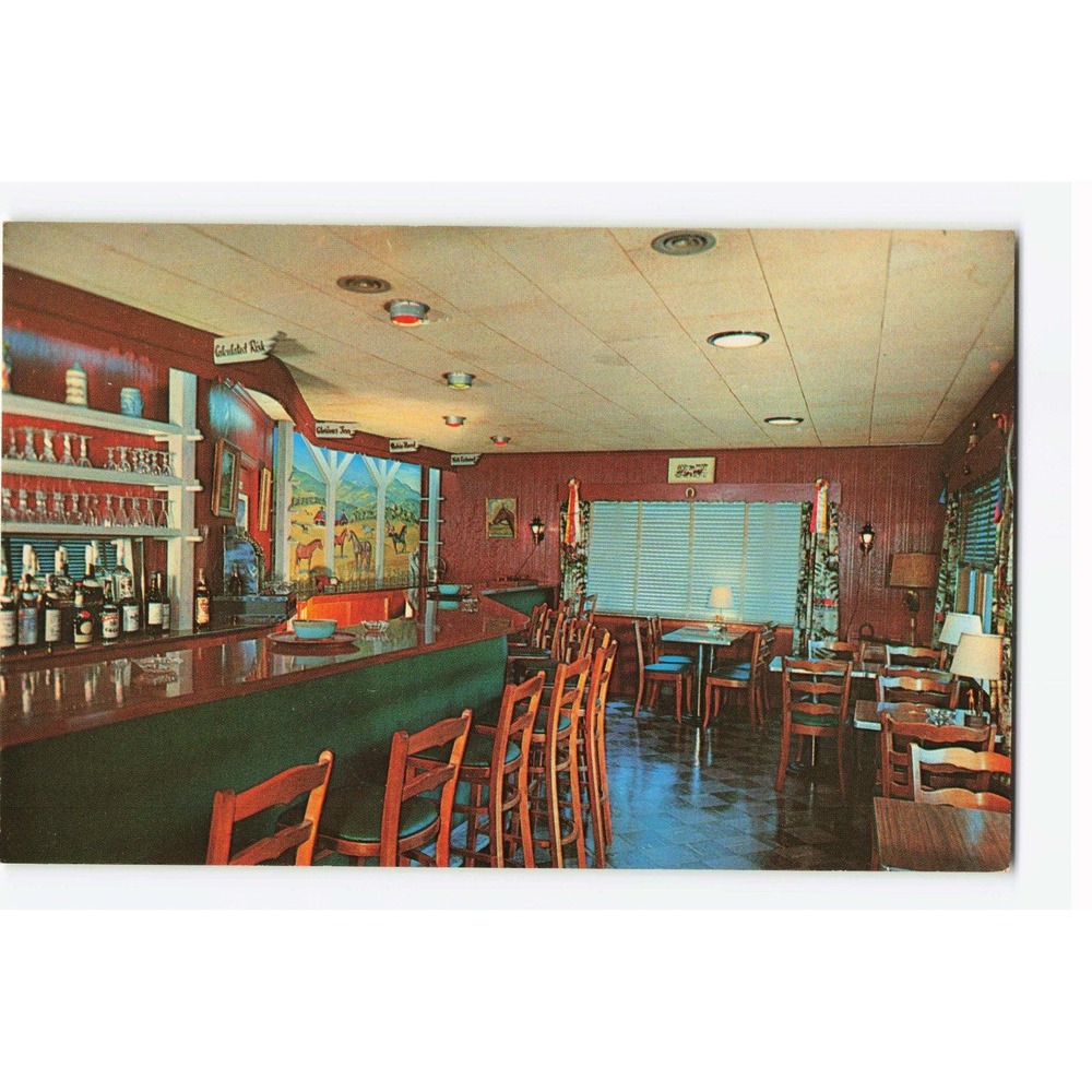 Vintage Marbledge The Stirrup Room Postcard East Dorset Vermont Interior Chrome